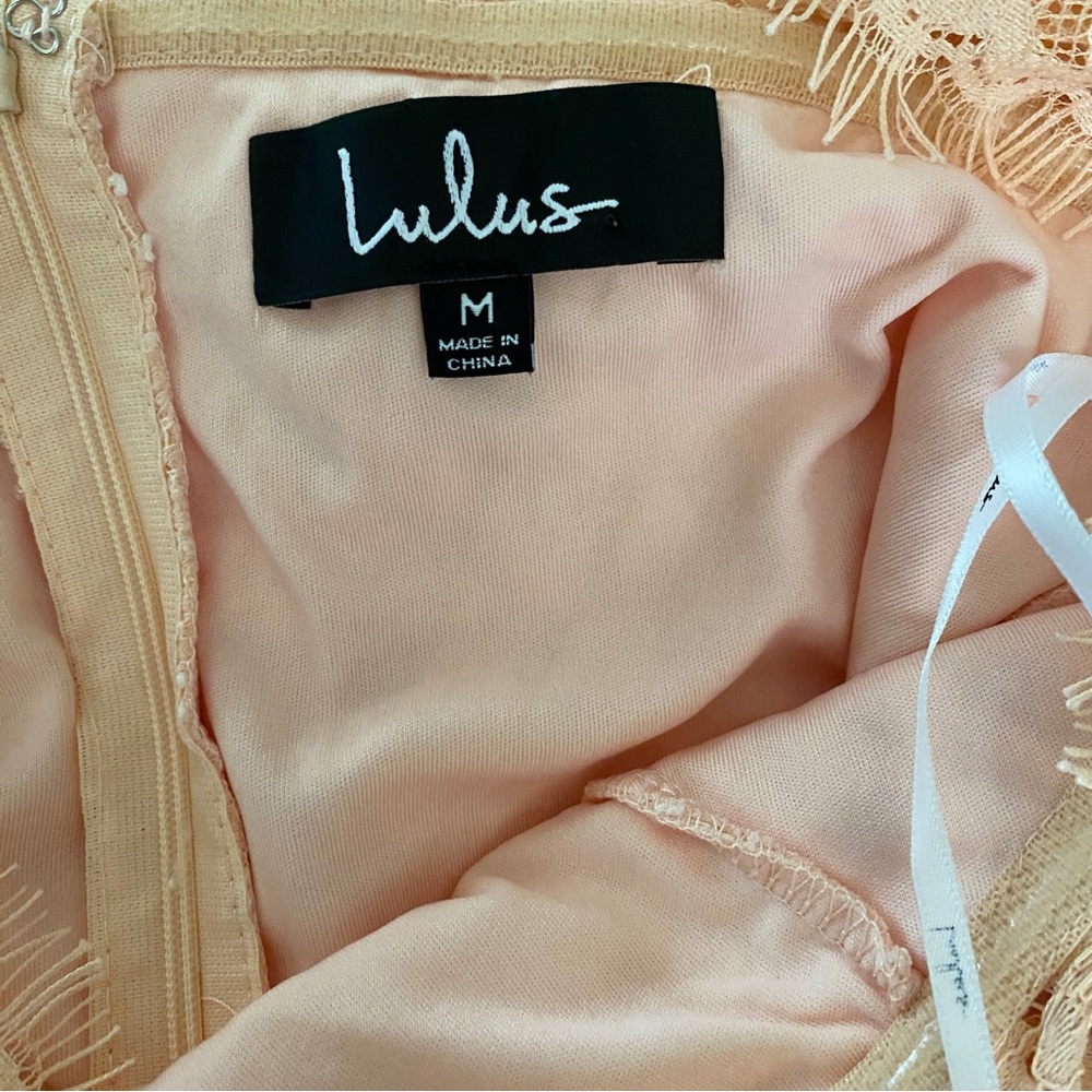 Lulu’s Blush Pink Lace Off Shoulder Long Dress - Size M - Picture 6 of 9